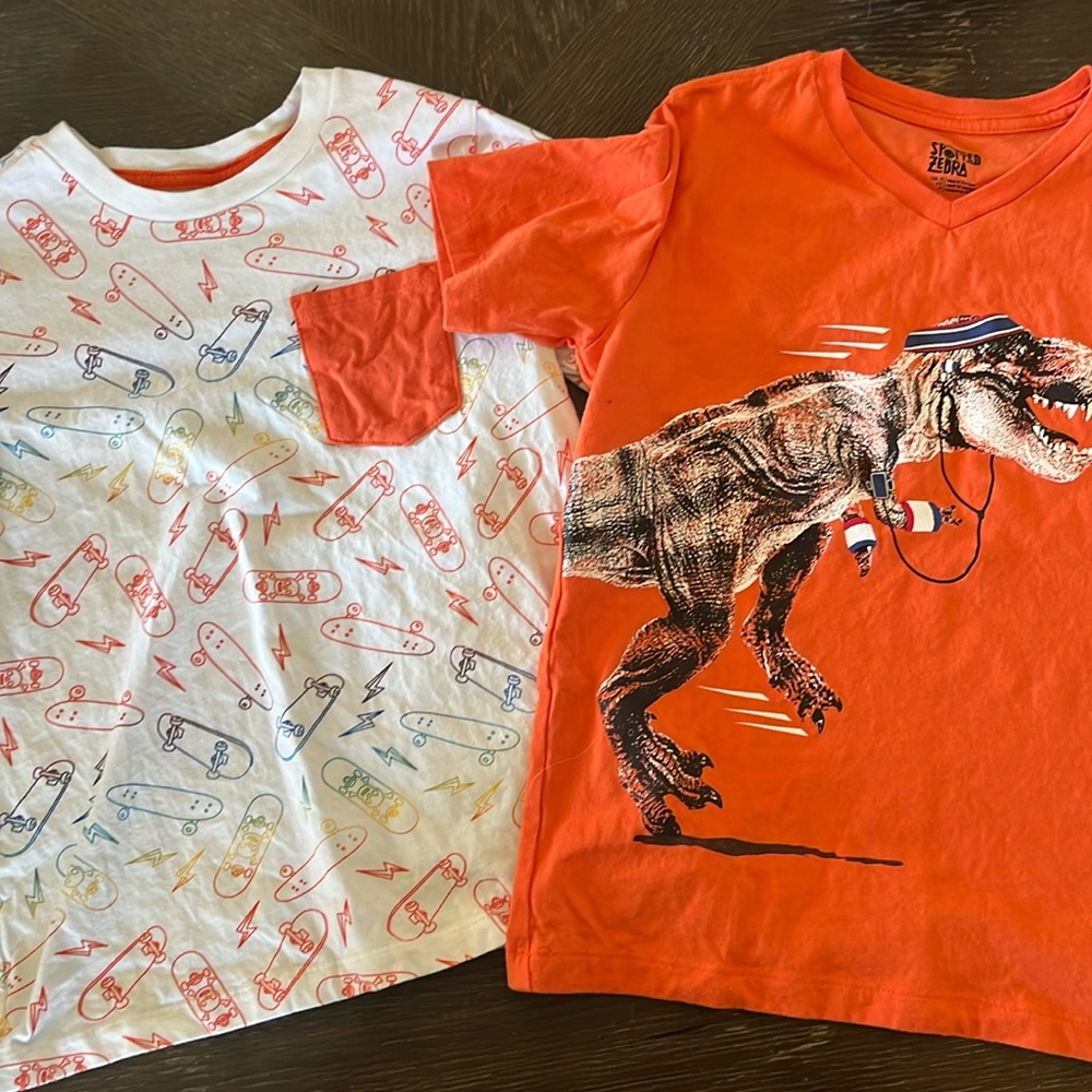 Graphic tee set, orange, size S 6-7